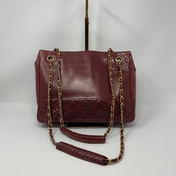 Authentic Chanel Shoulder Bag Bordeaux Lamb Skin - Picture 2 of 16
